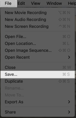 Saving a video recorded in the QuickTime Player app on a Mac