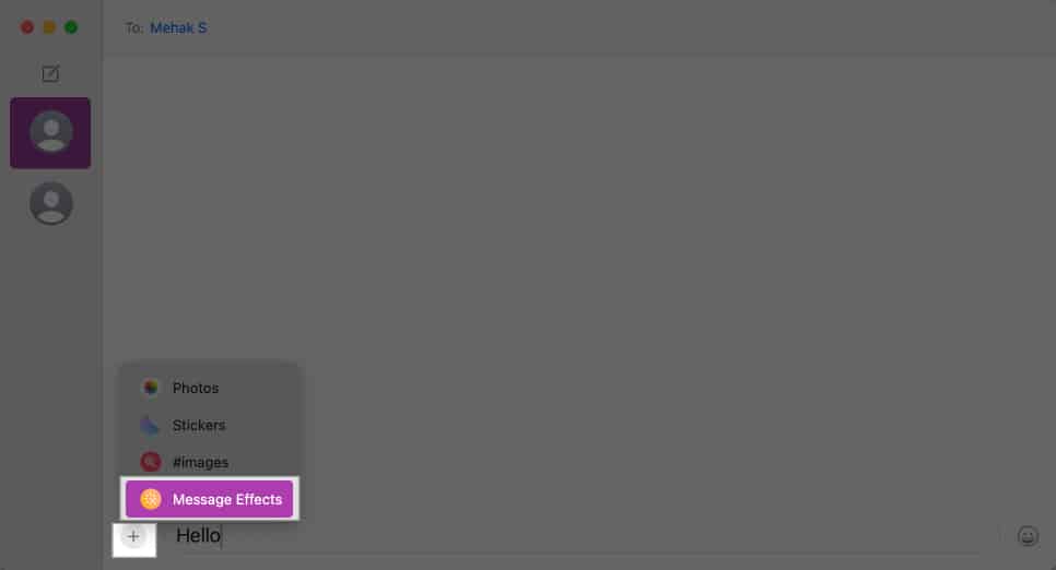 Message Effects option in the macOS Messages app