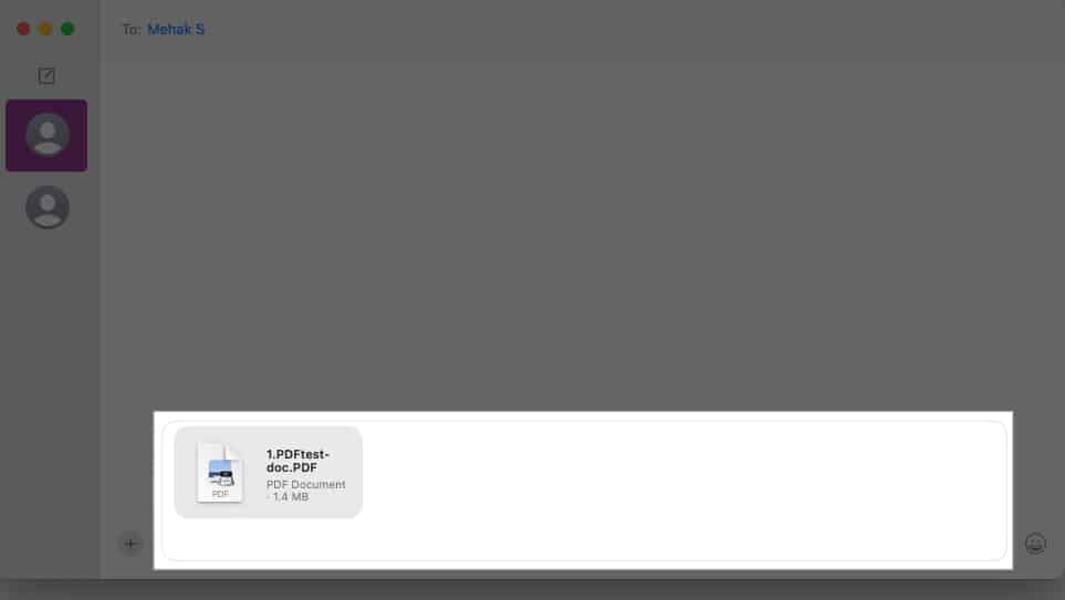 Sending a document in macOS Messages app