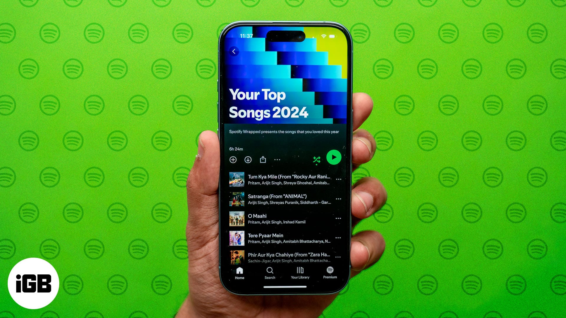 Spotify Wrapped 2024 on an iPhone