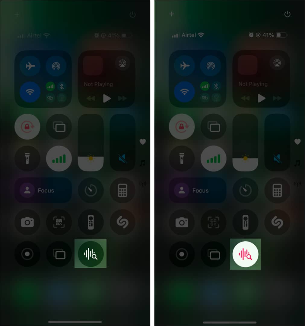 Turning on Sound Recognition from the Control Center on an iPhone