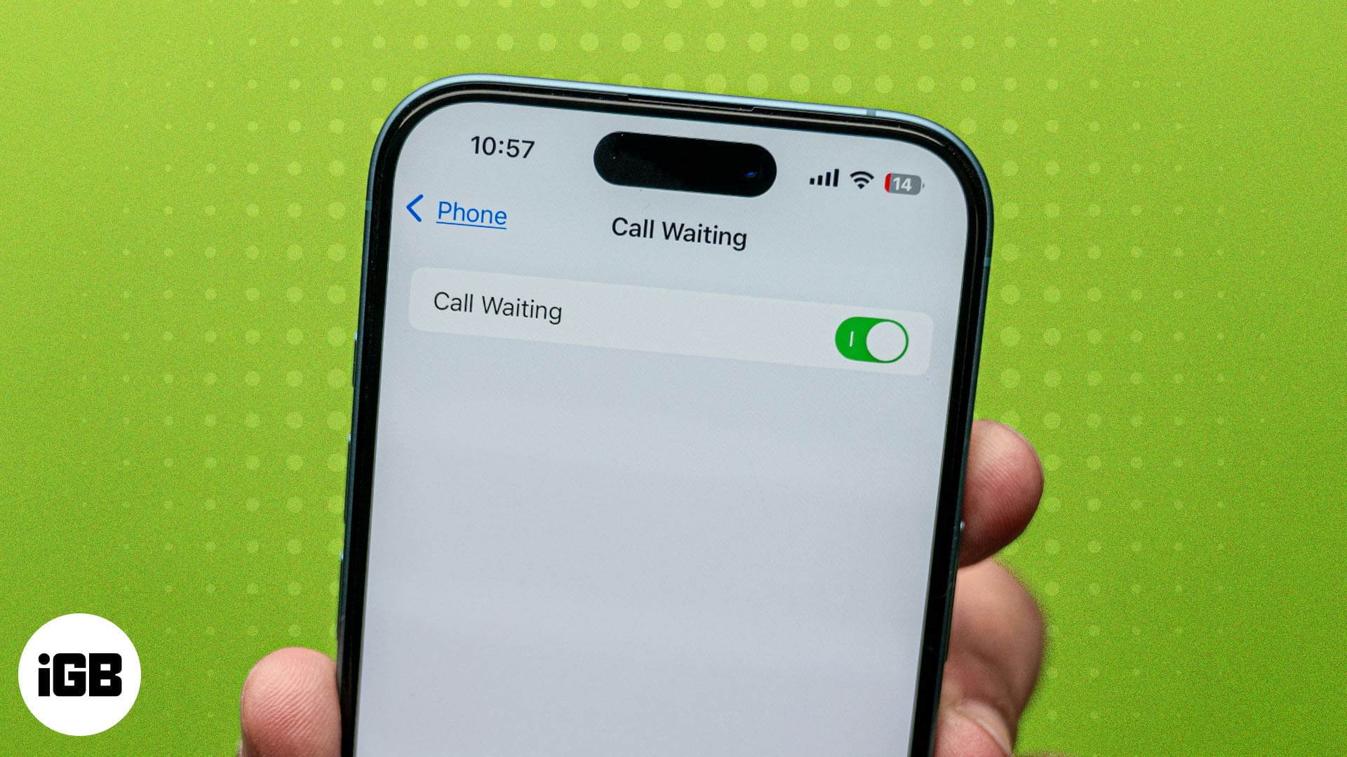 Call waiting feature on an iPhone toggled on