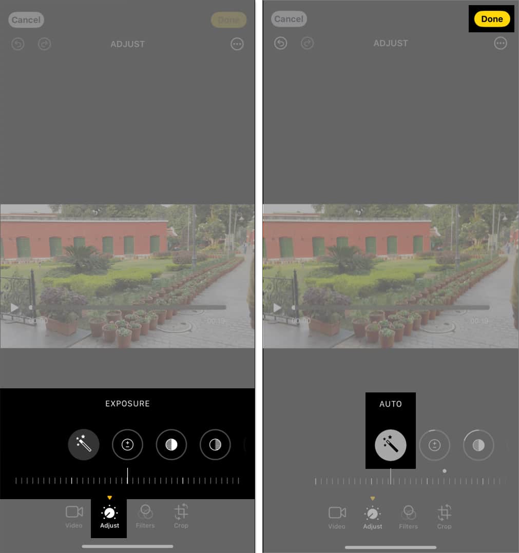 Adjusting color and brightness of the video