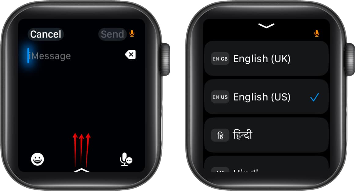 Changing the Dictation language on an Apple Watch