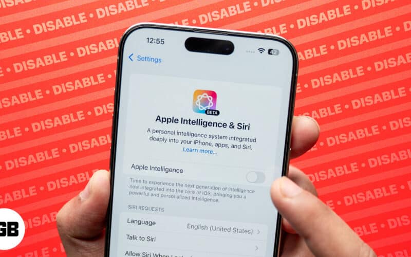 Turning off Apple Intelligence on an iPhone