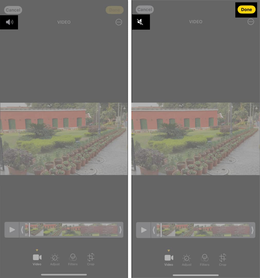 Removing sound from the video in Photos app