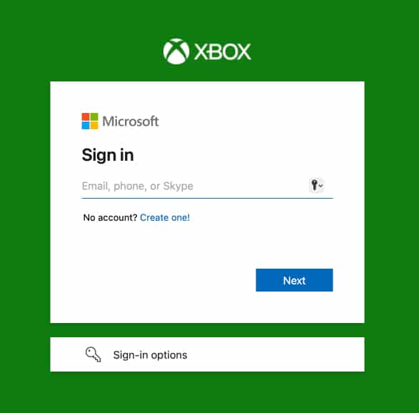 Signing in to a Microsoft account on the Xbox Cloud Gaming website on a Mac