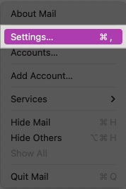 Accessing Apple Mail settings on Mac