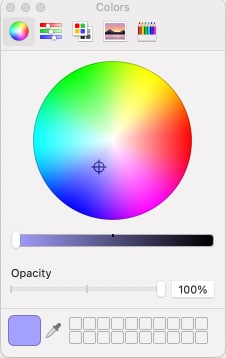 Choosing color from the color wheel in Apple Mail app