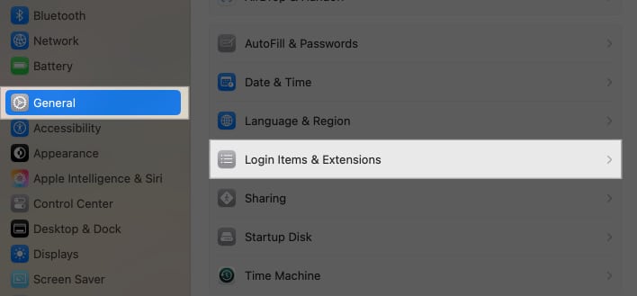 Click on Login Items  Extensions in macOS system settings