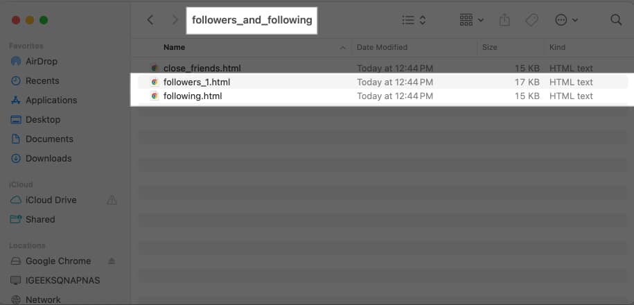 Follower and following folder in Finder on a Mac